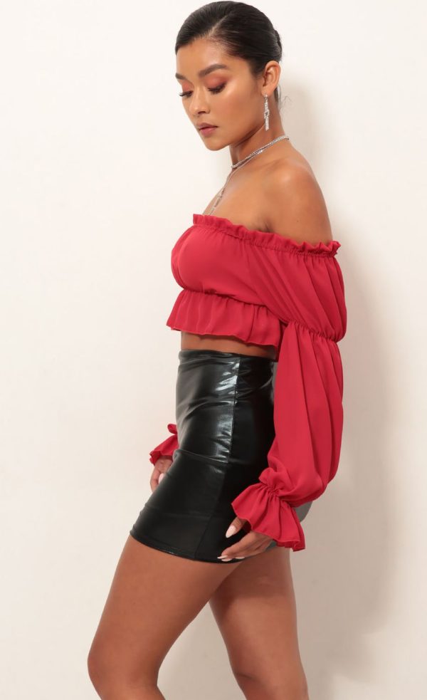 Off The Shoulder Top in Red - Image 4