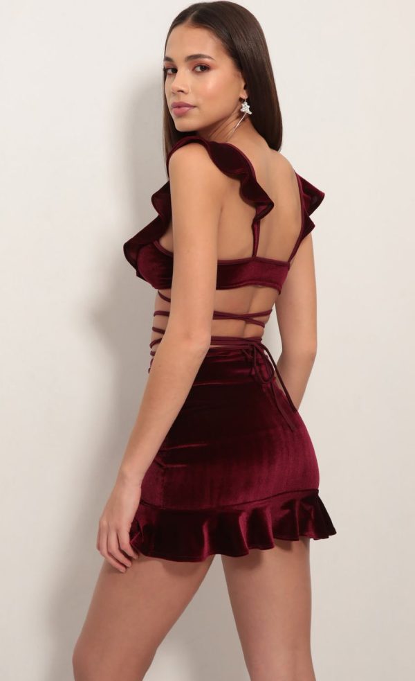 Madison Ruffle Set In Velvet Wine - Image 2