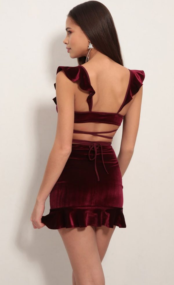 Madison Ruffle Set In Velvet Wine - Image 6