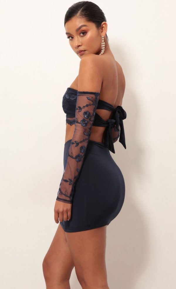 Lace Sleeve Set in Navy - Image 3