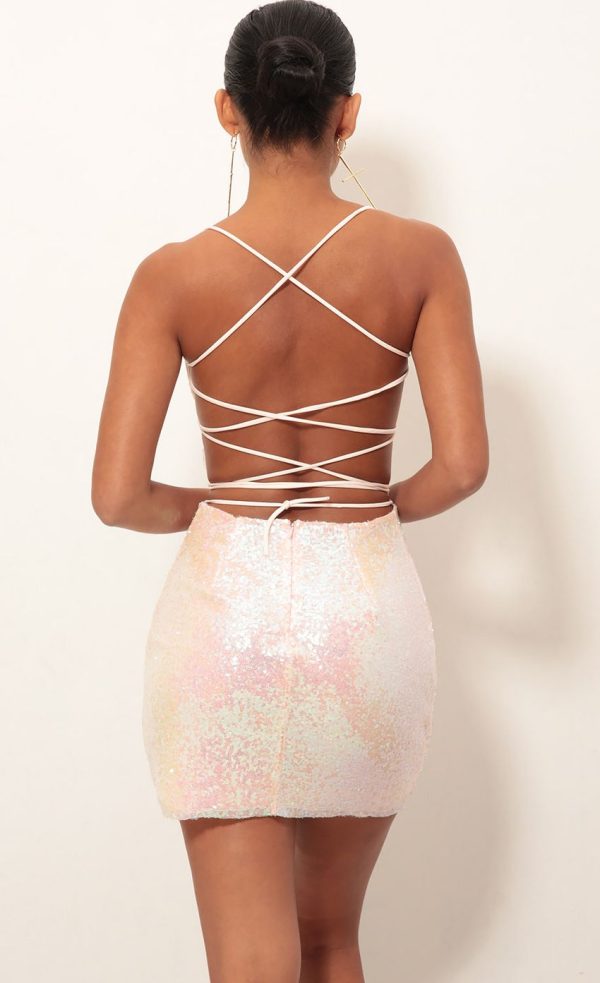 Sequin Dress in Pink Iridescent - Image 2