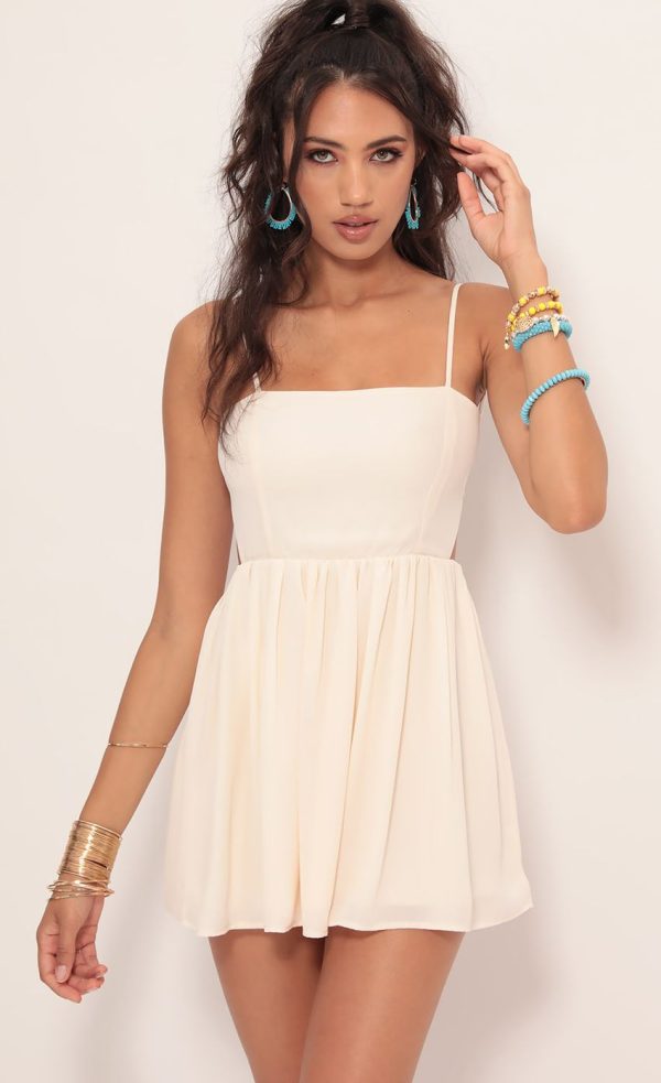 Chiffon A-line Dress in Vanilla - Image 3