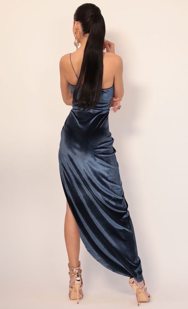 Velvet Shoulder Maxi in Indigo - Image 2