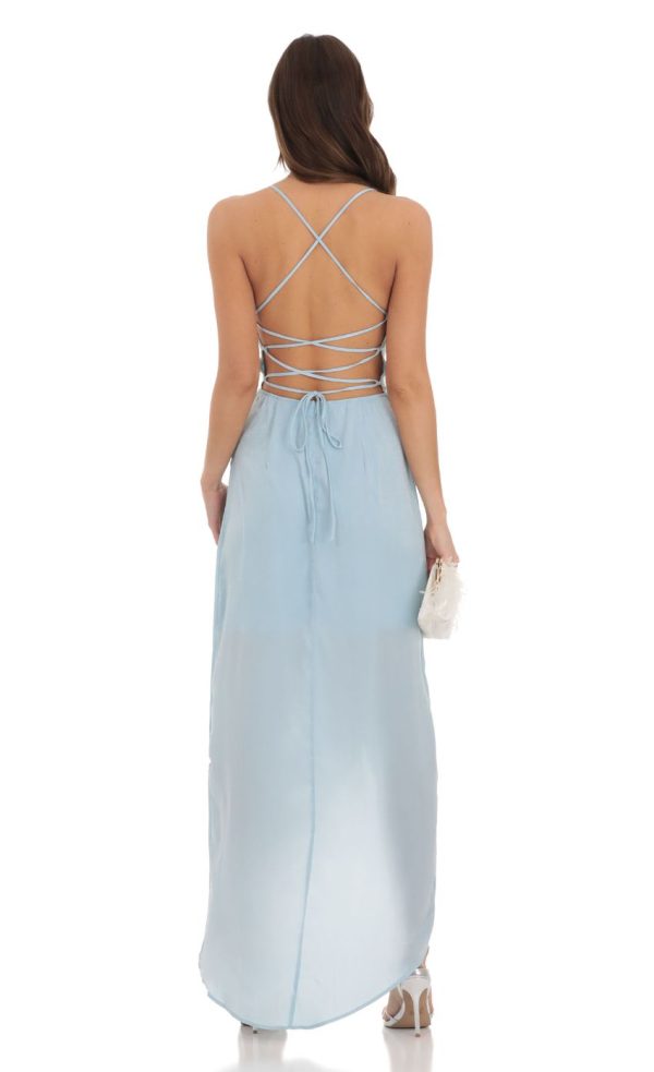 Satin Luxe Maxi in Dusty Blue - Image 2
