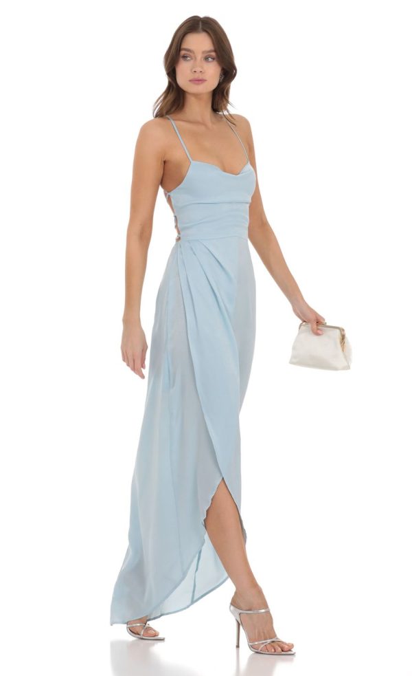 Satin Luxe Maxi in Dusty Blue - Image 3