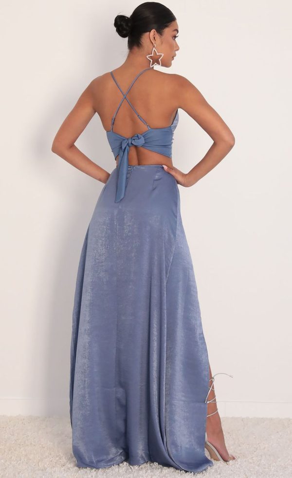 Satin Maxi Set in Palace Blue - Image 2