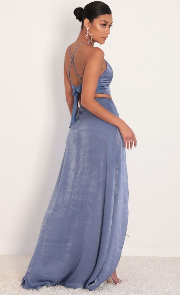 Satin Maxi Set in Palace Blue - Image 5