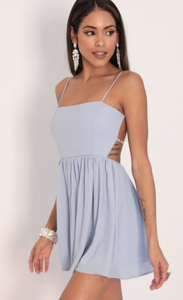 Chiffon A-line Dress in Dusty Blue - Image 3