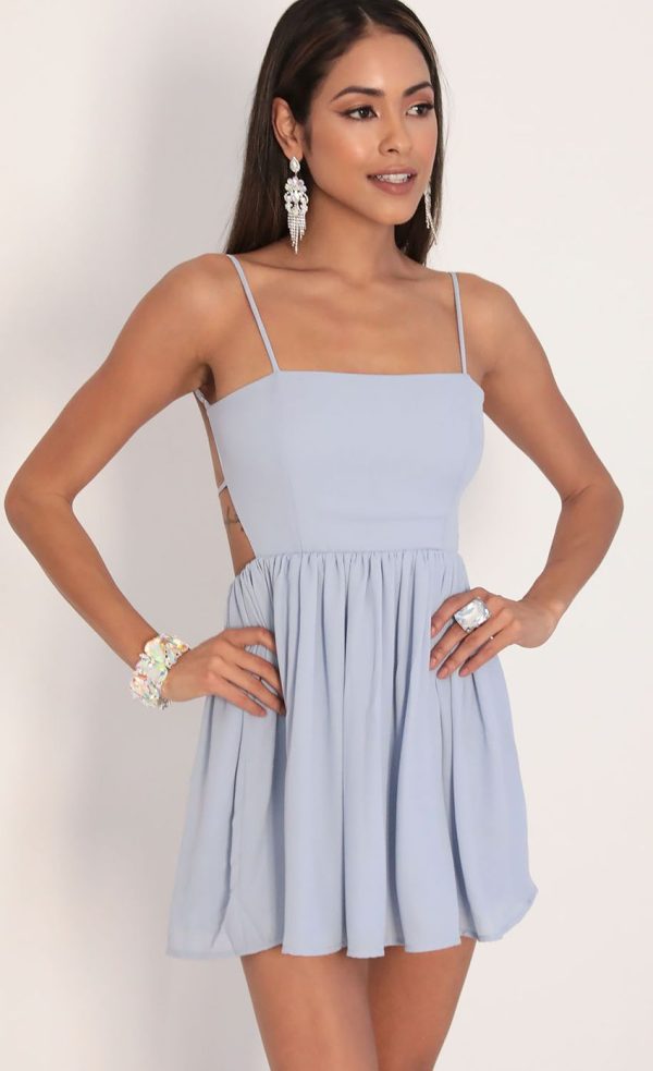 Chiffon A-line Dress in Dusty Blue - Image 4