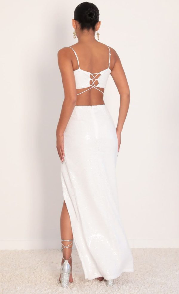 Sequin Maxi Set in White - Image 2