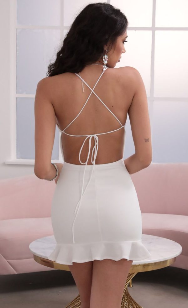 Halter Ruffle Dress in Ivory - Image 2