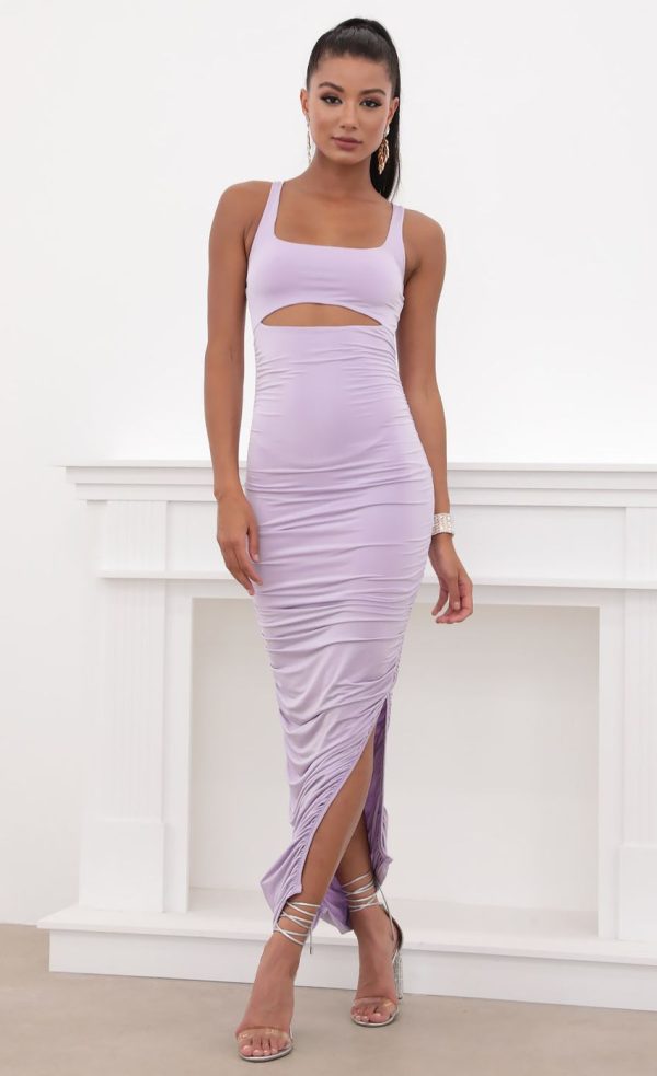 Ruched Cutout Maxi in Lilac - Image 4