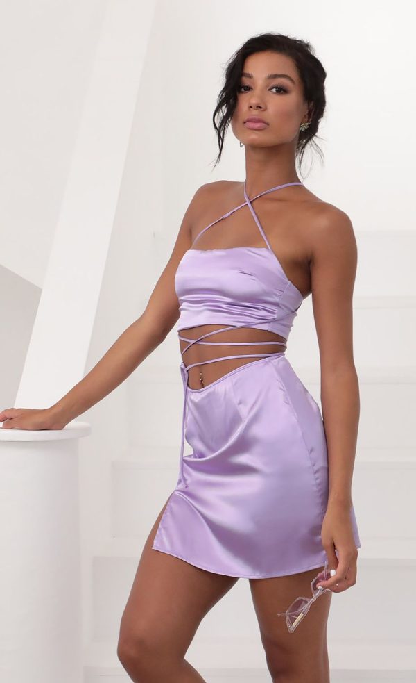Leopard Satin Set in Lilac - Image 3