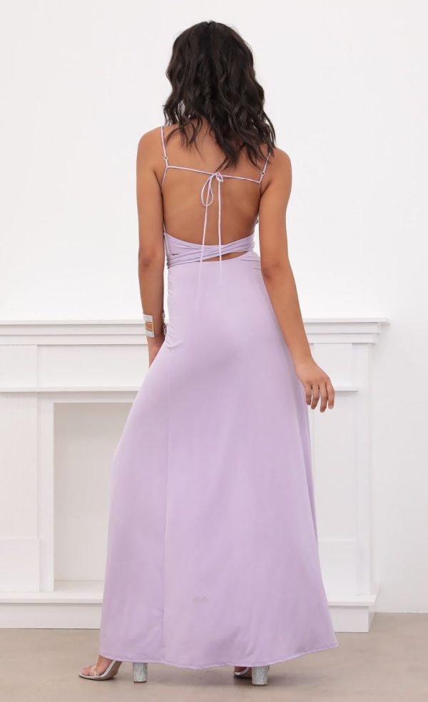 Satin Tie Maxi in Lilac - Image 2