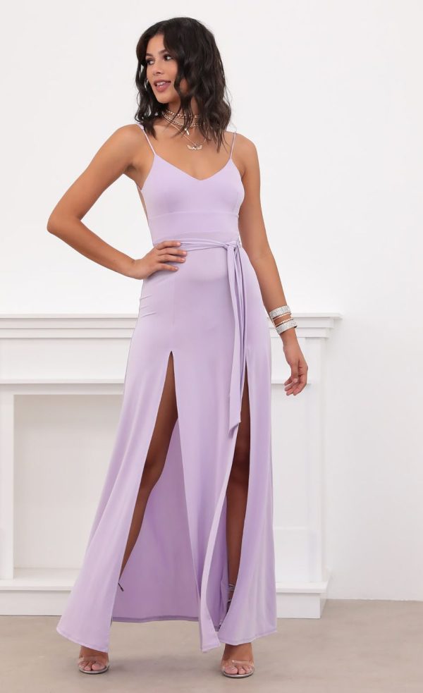 Satin Tie Maxi in Lilac - Image 3