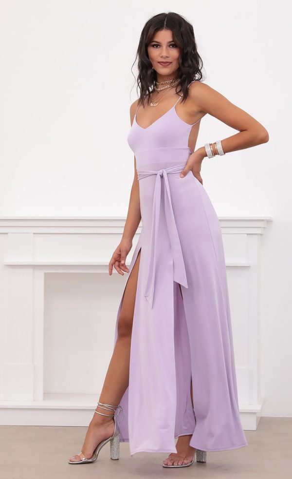 Satin Tie Maxi in Lilac - Image 5