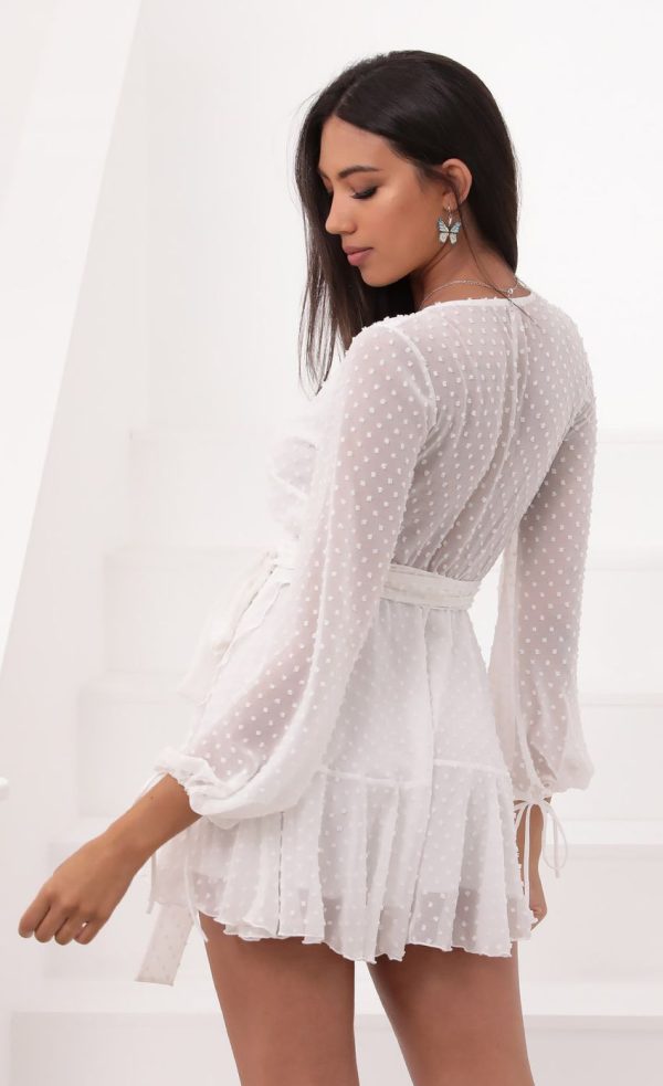 Wrap Dress in Ivory Dotted Chiffon - Image 2