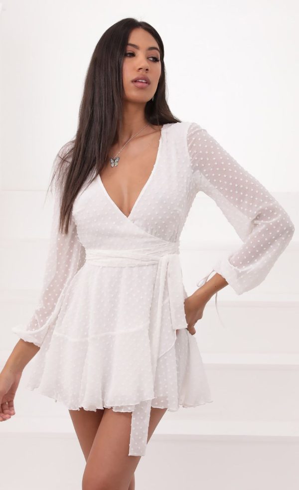 Wrap Dress in Ivory Dotted Chiffon - Image 5