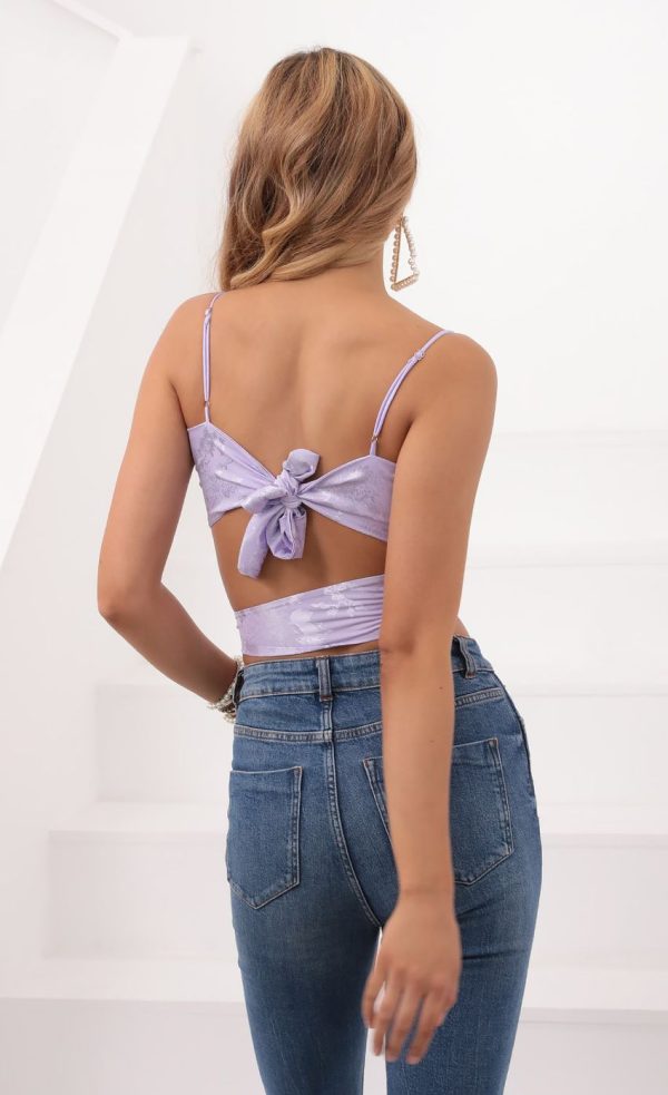 Jacquard Wrap Top in Lavender - Image 2
