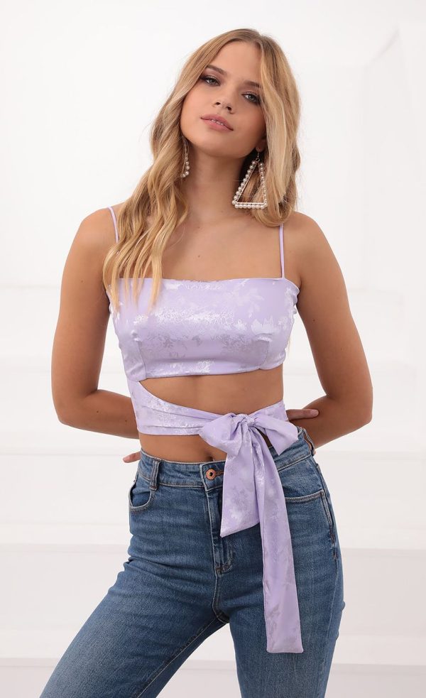 Jacquard Wrap Top in Lavender - Image 6