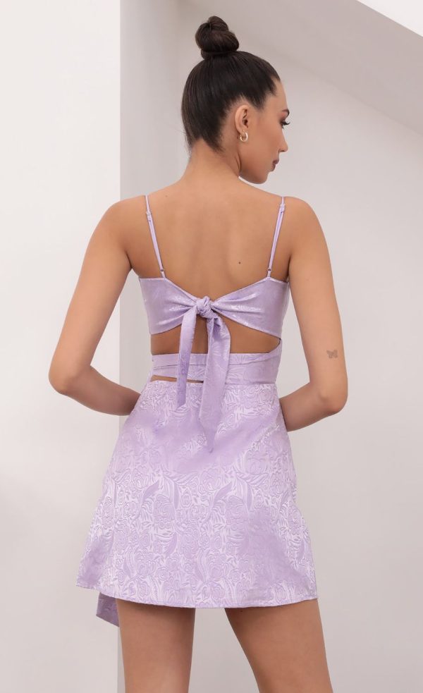 Jacquard Cutout Tie Dress In Lavender - Image 2