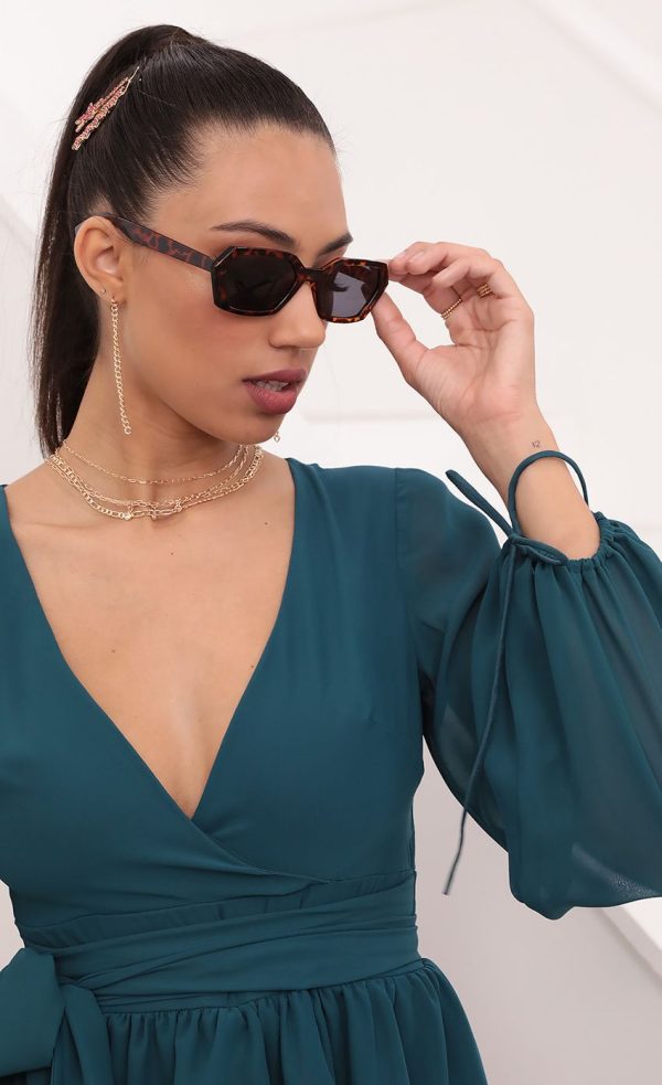 Ruffled Romper in Hunter Green Chiffon - Image 5