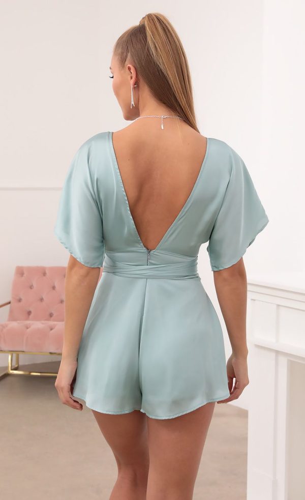 Satin Romper in Teal - Image 2