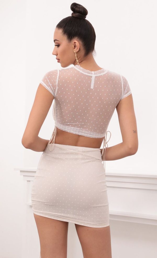 Two Piece Set in White Dotted Mesh - Image 2