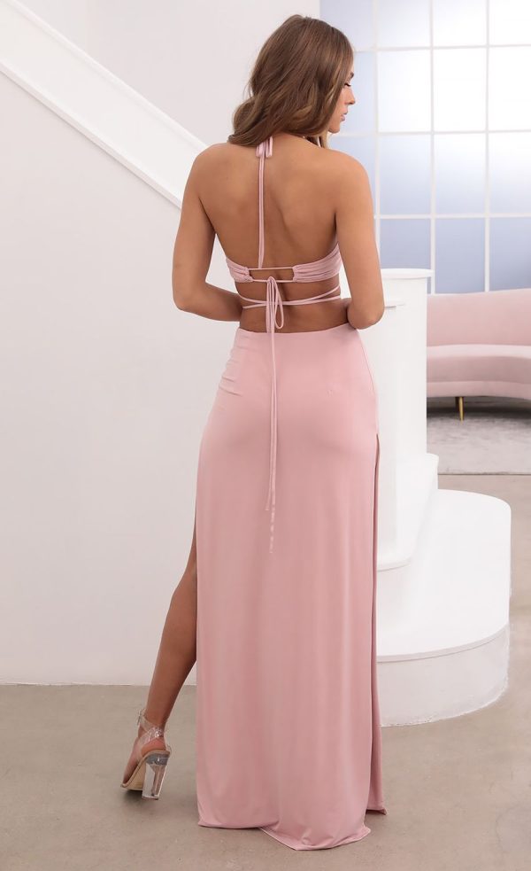 Ruched Halter Set in Dusty Pink - Image 2