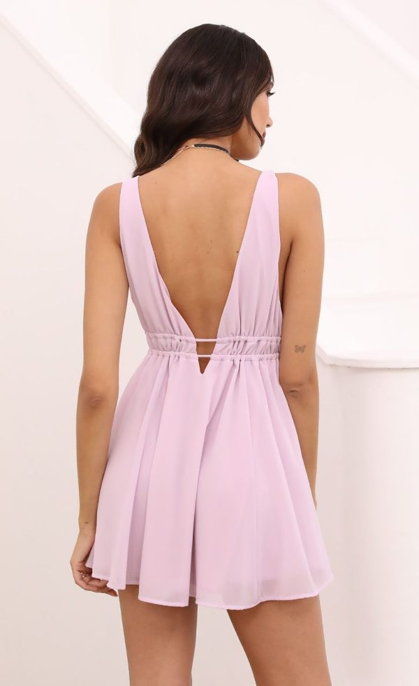 Plunge A-line Dress in Lavender - Image 2