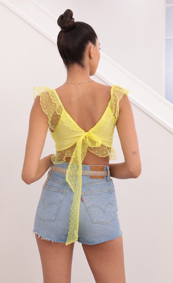 Dotted Chiffon Top in Yellow - Image 2