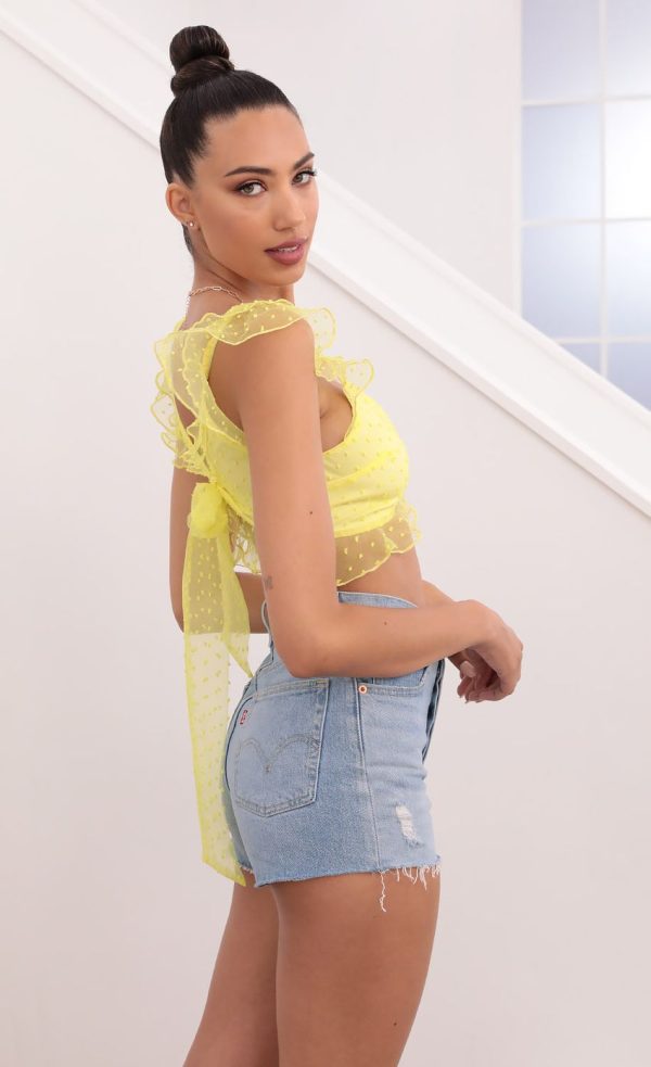 Dotted Chiffon Top in Yellow - Image 3