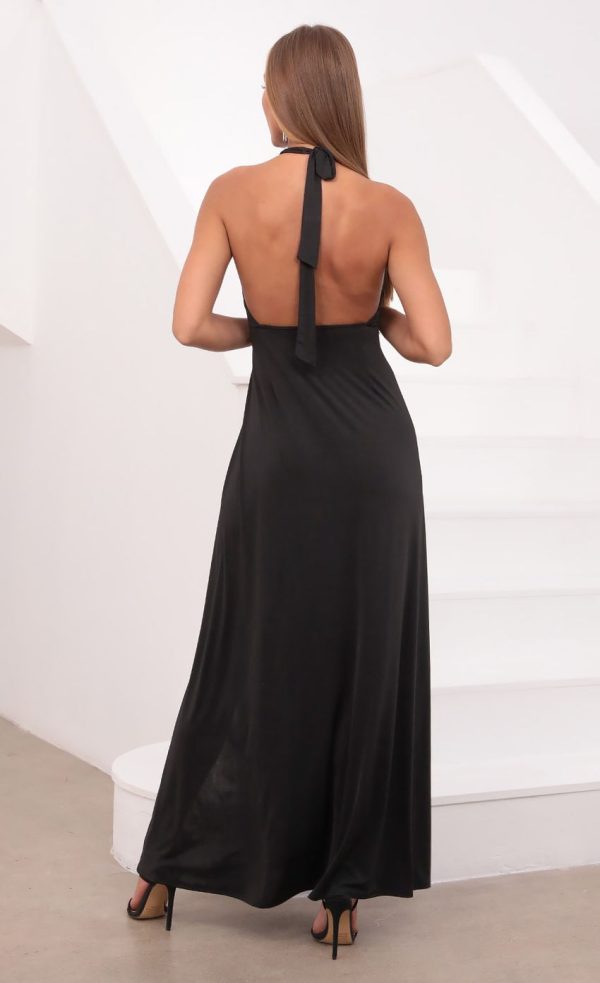 Halter Maxi Dress in Black - Image 2