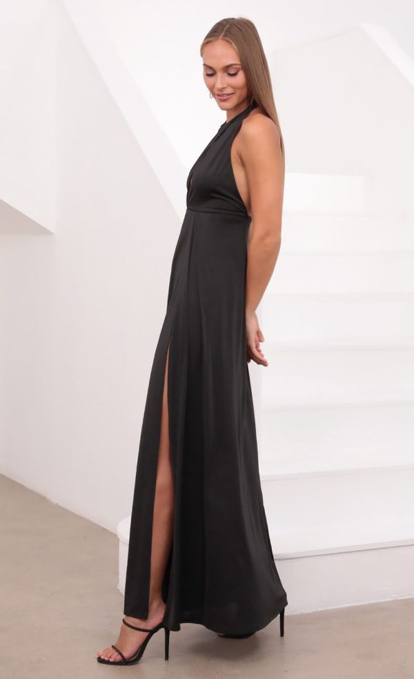 Halter Maxi Dress in Black - Image 3