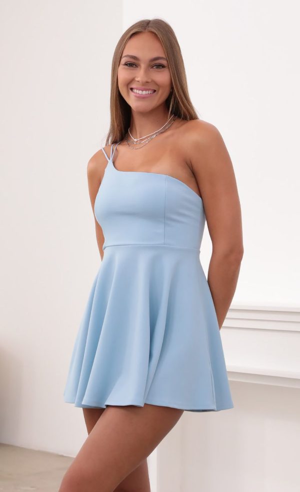 One Shoulder Dress in Baby Blue - Image 3