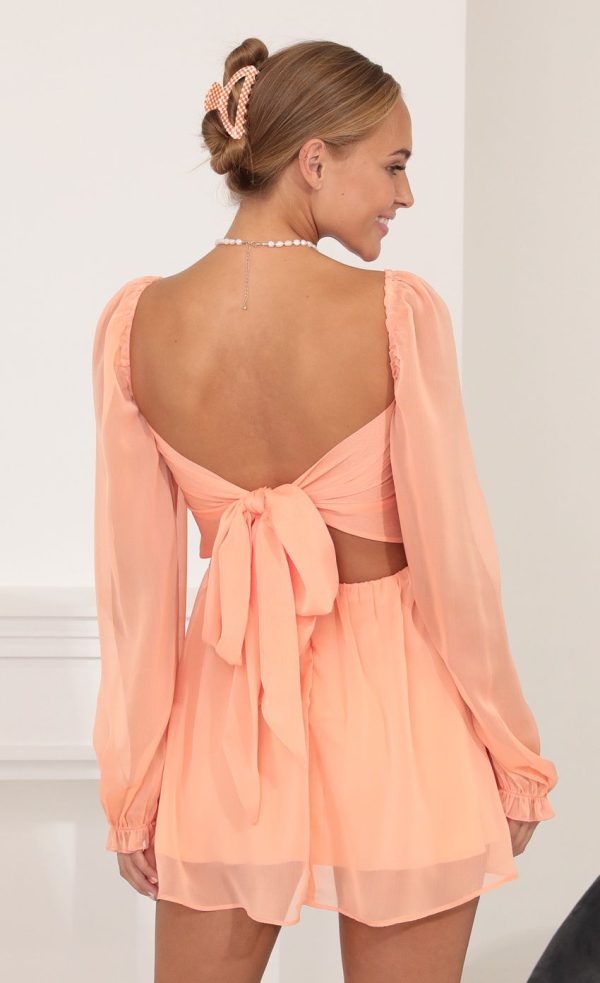 Fit and Flare Dress in Peach - Image 2