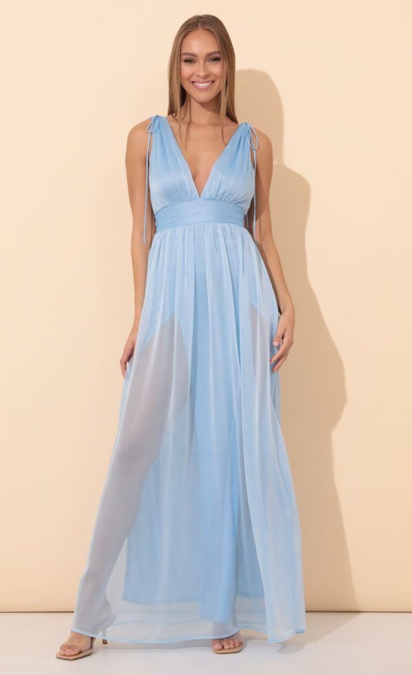 Chiffon Maxi Dress in Blue