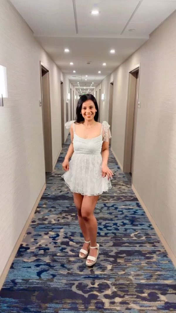 Daisy Mesh Dress in White - Image 7