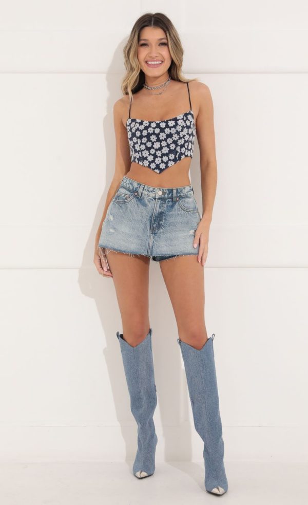 Corset Top in Navy Floral - Image 4