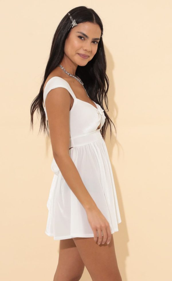 Flare Dress in White Velvet - Image 3