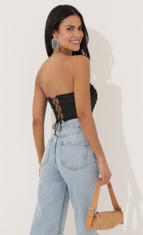Corset Top in Black - Image 2