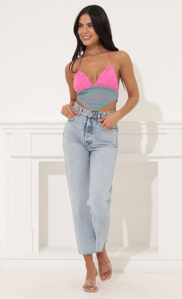 Crop Top in Pink Multi - Image 4