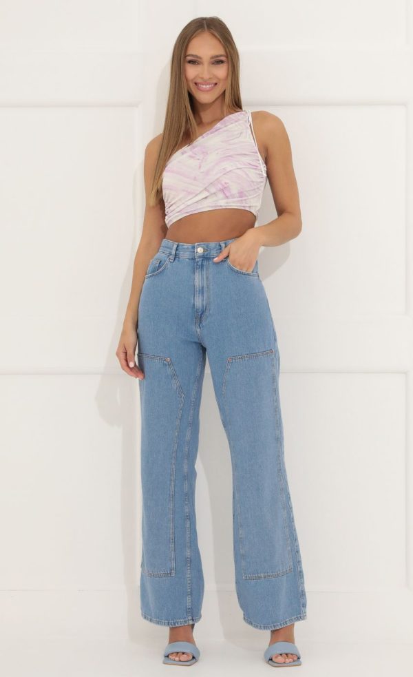 One Shoulder Top in Purple Swirl - Image 4