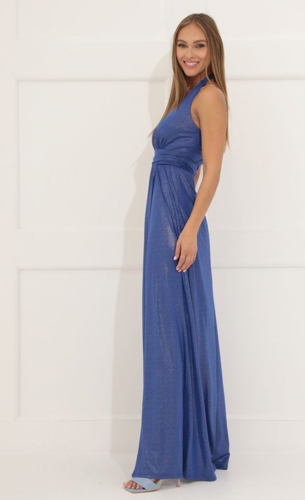 Shimmer Maxi Dress in Blue - Image 3