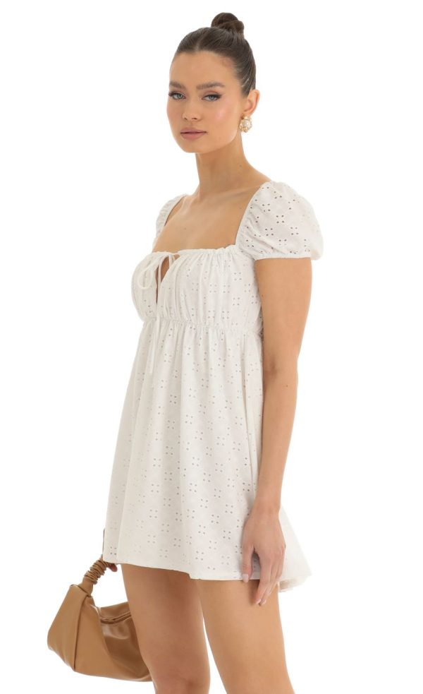 Baby Doll Dress in White - Image 3