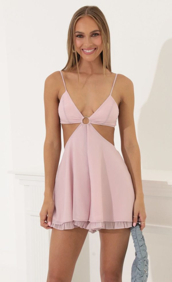 Chiffon Cutout Romper in Pink