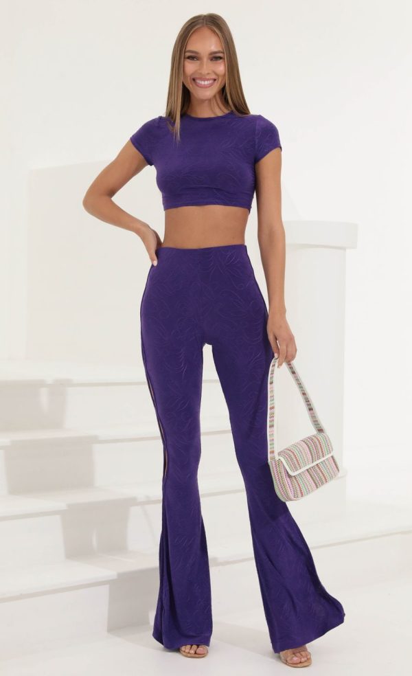 Embroidered Cutout Two Piece Set in Purple
