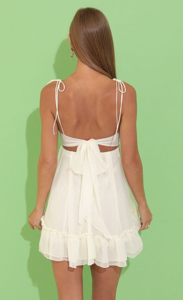 Chiffon Baby Doll Dress in Cream - Image 2