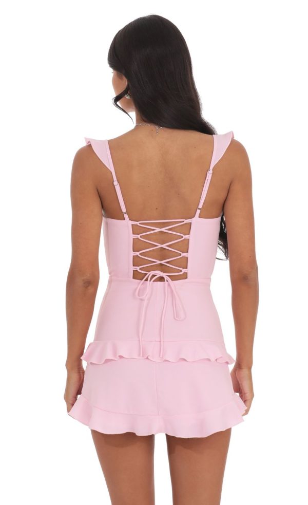 Ruffle Corset Dress in Pink - Image 2