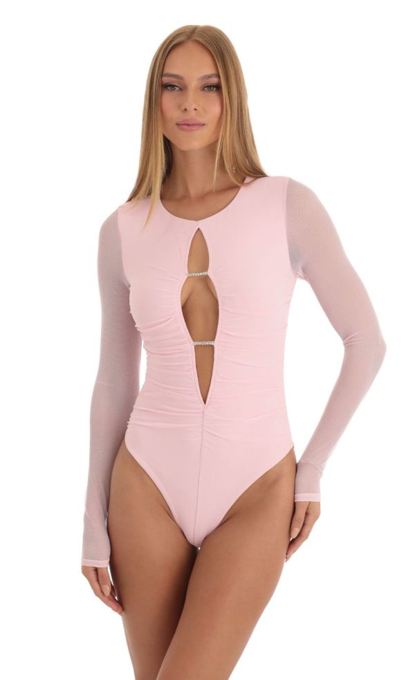 Mesh Bodysuit in Pink